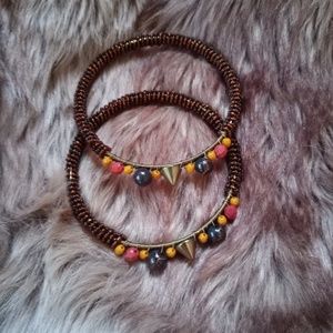 💋 Women's Brown + Red + Stud Bangle NWT